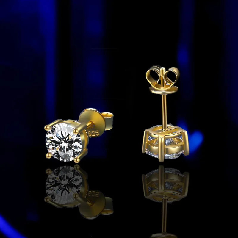 18K vergoldete Ohrringe S925 Sterling Silber D Farbe VVS1 Zirkon Ohrstecker für Frauen wie glänzend wie Diamant-Hochzeitsschmuck