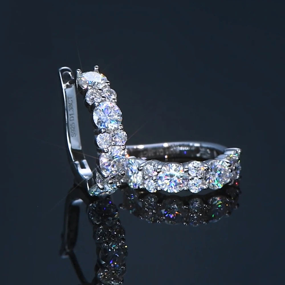 Echte Moissanit-Ohrringe aus 925er-Sterlingsilber, D, Farbe 2,76 CTTW. Moissanit Lab Diamant-Creolen, funkelnde Hochzeit, edler Schmuck