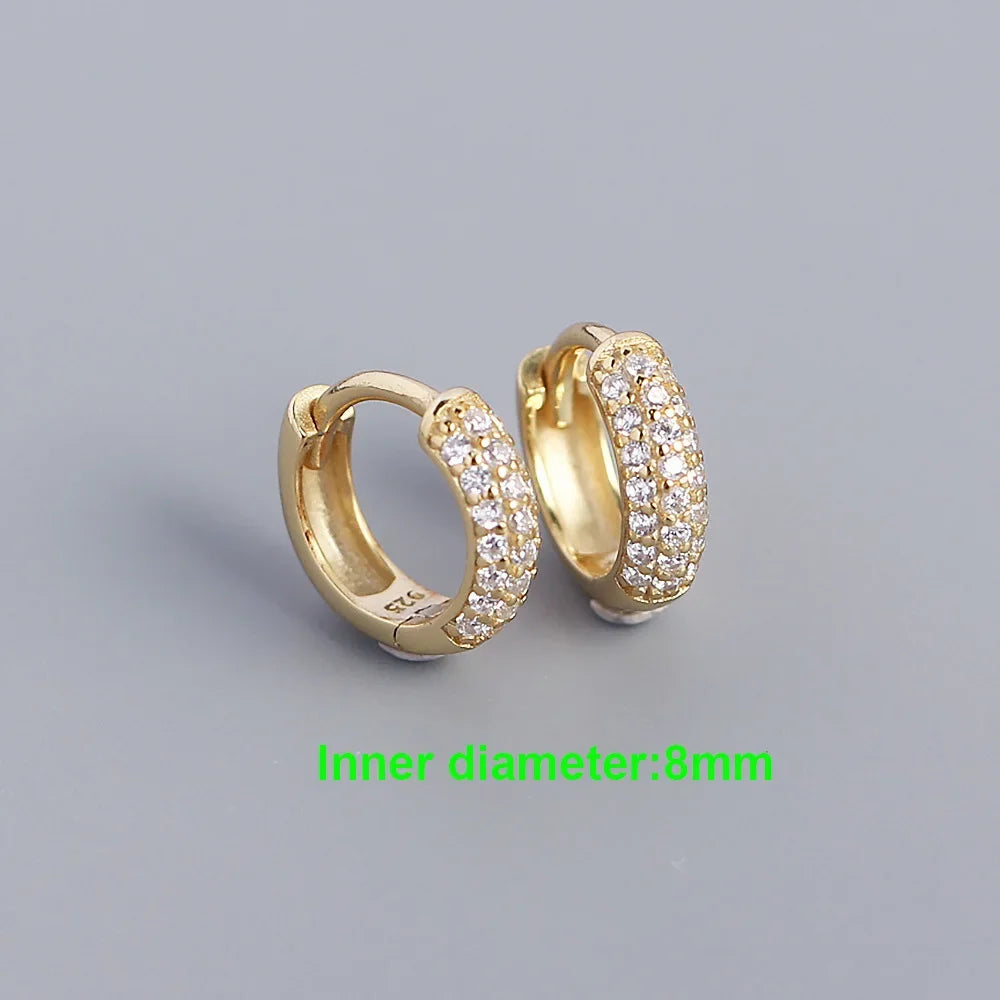 INZATT Echt 925 Sterling Silber 18 Karat Gold Voller Zirkon Runde Creolen für Frauen OL Edlen Schmuck Licht Luxus zubehör