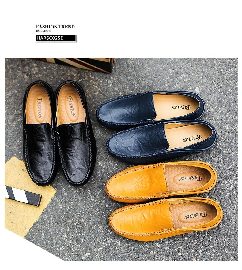 Männer Schuhe Casual Echtes Leder Herren Loafer Mokassins Designer Slip auf Boot Schuhe Hohe Qualität Chaussure Homme Plus Größe 37-47