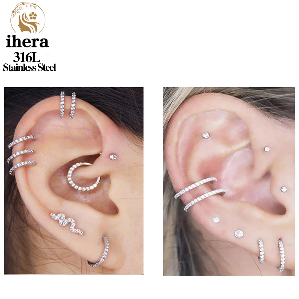 1/10/50PCS Edelstahl Zirkon Klapp Segment Nase Septum Clicker Ring Runde Ohrringe Hoops Ohr Tragus helix Piercing Schmuck