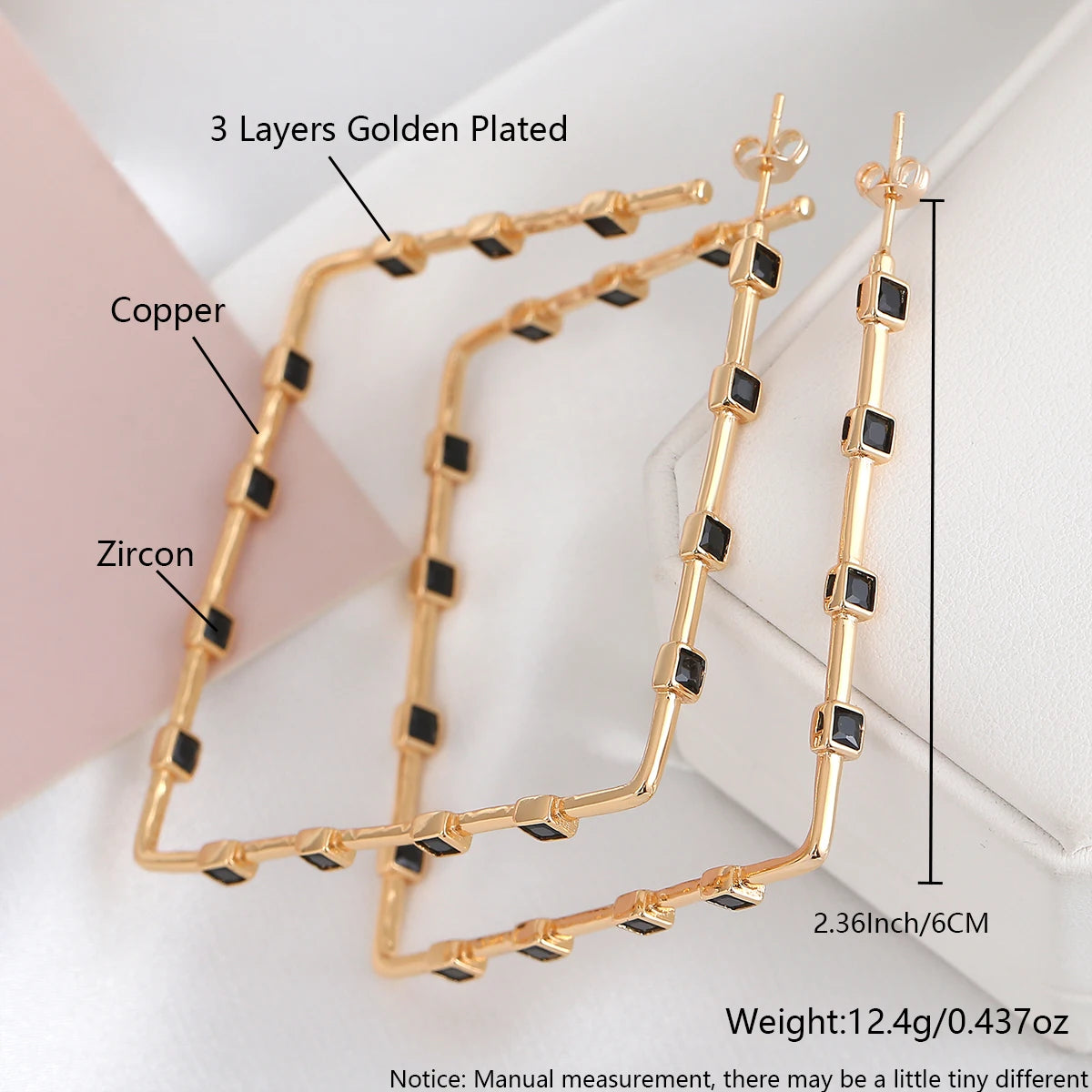 MHS.SUN Mode Vergoldet Große AAA CZ Hoop Ohrringe Für Frauen Übertreiben Große Ohrringe Intarsien Zirkon Hip Hop Ohr Schmuck Geschenk