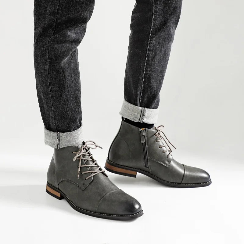 Herren Leder Stiefeletten – Bequeme Modemarke Knöchelstiefel