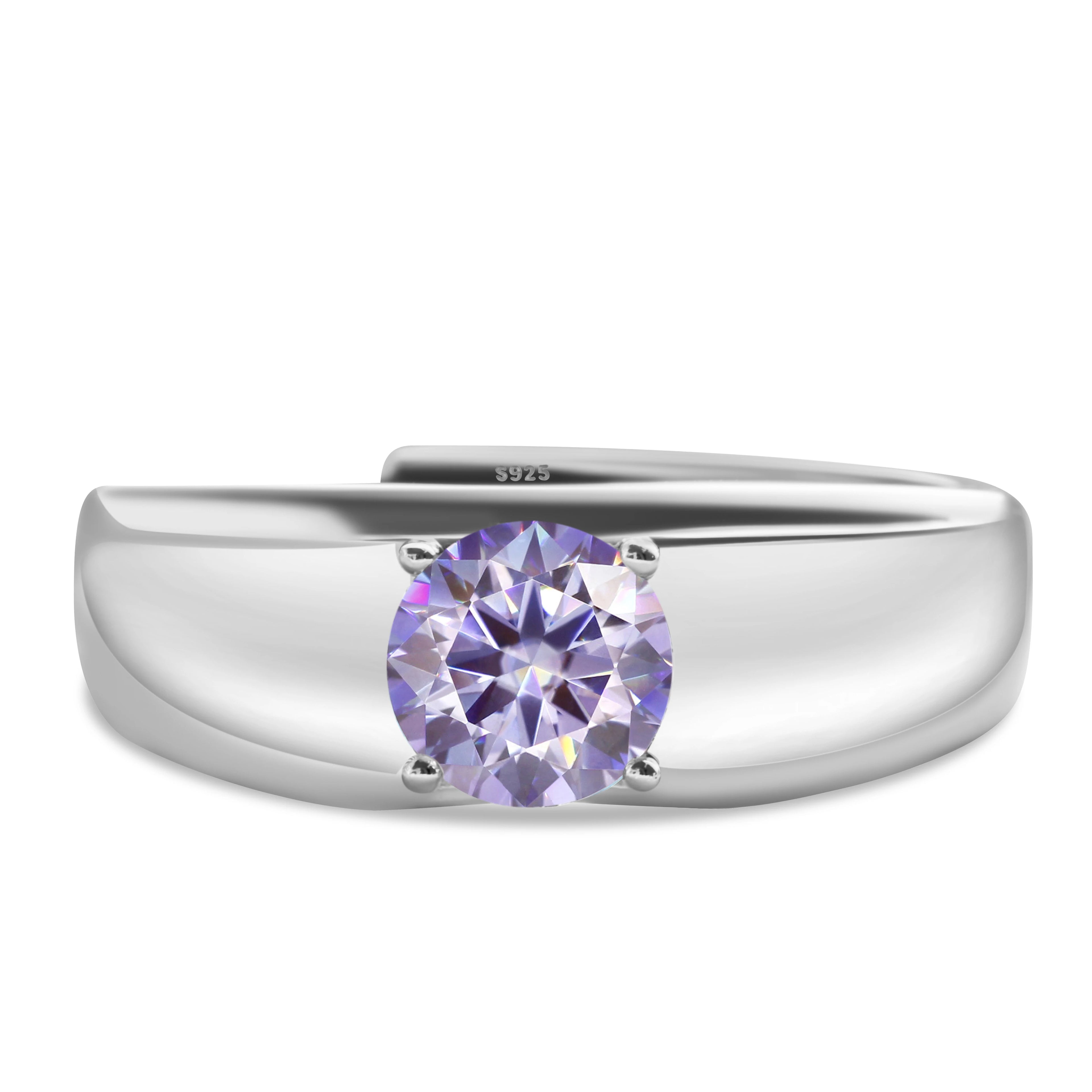 925er Silber-Ring mit 1 Karat Moissanit – Weißgold plattiert für Verlobung & Hochzeit