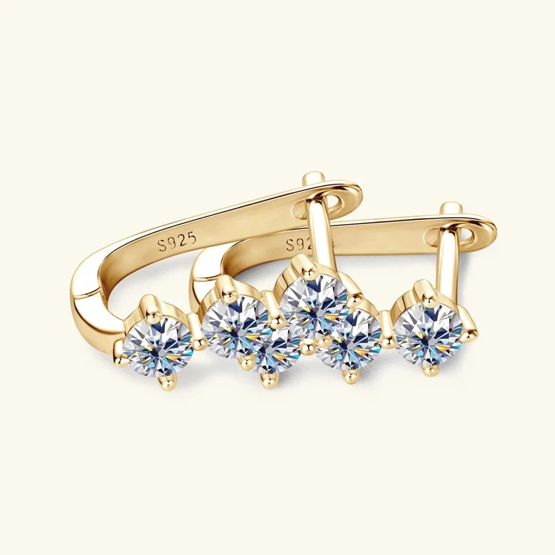 1,7 cttw D Farbe Moissanit Ohrringe Halskette 925 Sterling Silber Y-förmiger Anhänger Halsketten Schmuckset für Frauen Charmantes Geschenk