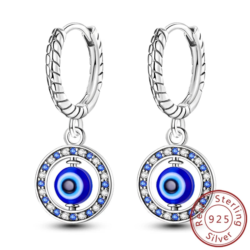 Creolen Original 925 Sterling Silber Blaues Sternenlicht Kristall Feuerdrache Schmetterling Ohrringe Für Frauen Party Hochzeit Schmuck