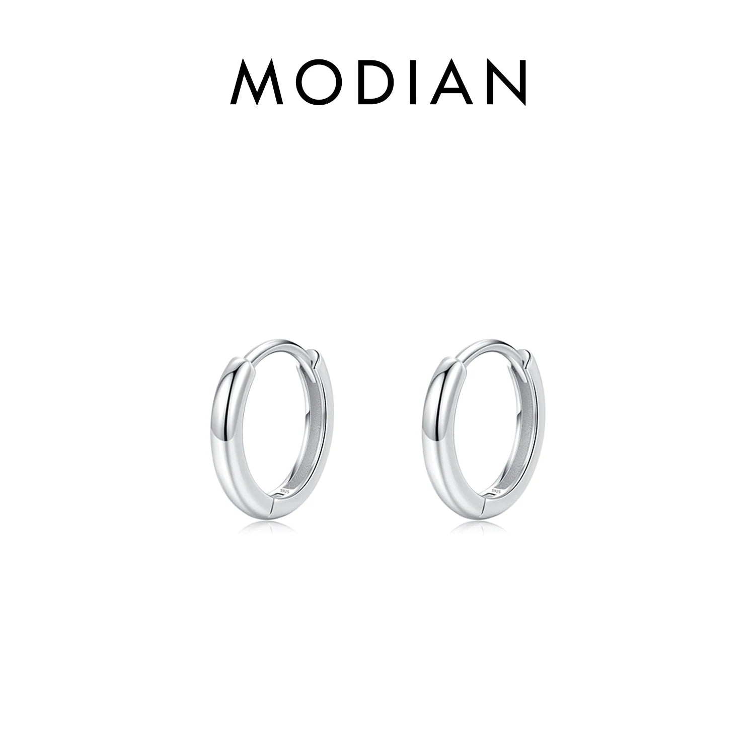 MODIAN 5 Größen 925 Sterling Silber Einfache stapelbare Kreis-Ohrschnallen Klassische Basic-Goldfarbene Creolen für Damenschmuck