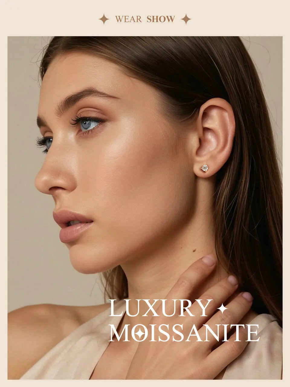 BAMOER vergoldete runde Moissanit-Ohrstecker für Damen, 925er Sterlingsilber, klassischer Verlobungs- und Hochzeitsschmuck, Geschenk MSE038