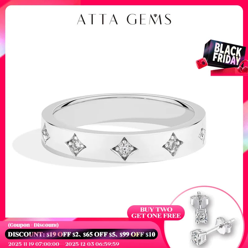 ATTAGEMS Rundschliff-Moissanit-Ringe, Stern-Design für Damen, 925er-Sterlingsilber, Ring, Gelbgold vergoldet, klassischer Verlobungsschmuck