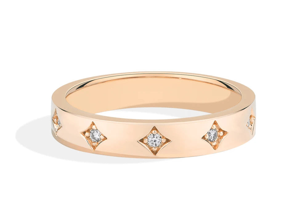 Runder Moissanit-Sternring Damen 925 Silber