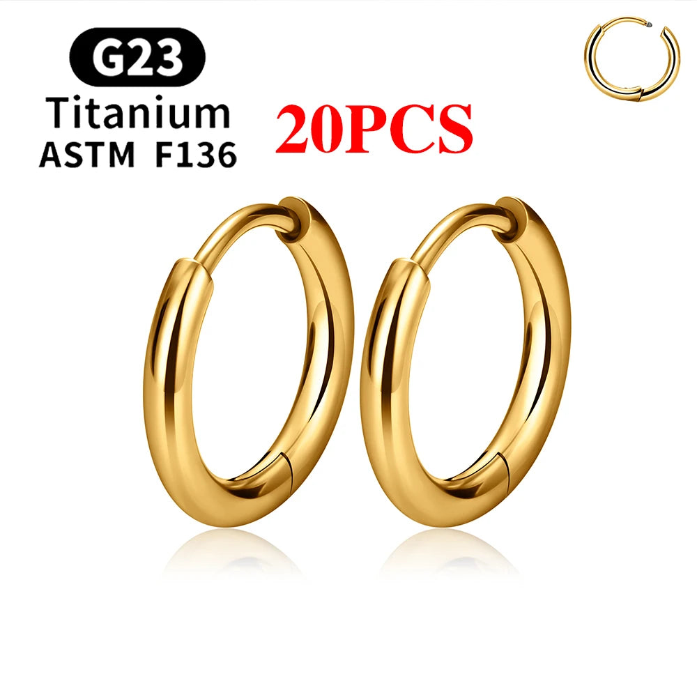 2/20PCS G23 Titan Ohrring Hoop CZ Klapp Segment Runde Nase Ring für Frauen Ohr Tragus Knorpel Helix Daith Piercing Schmuck