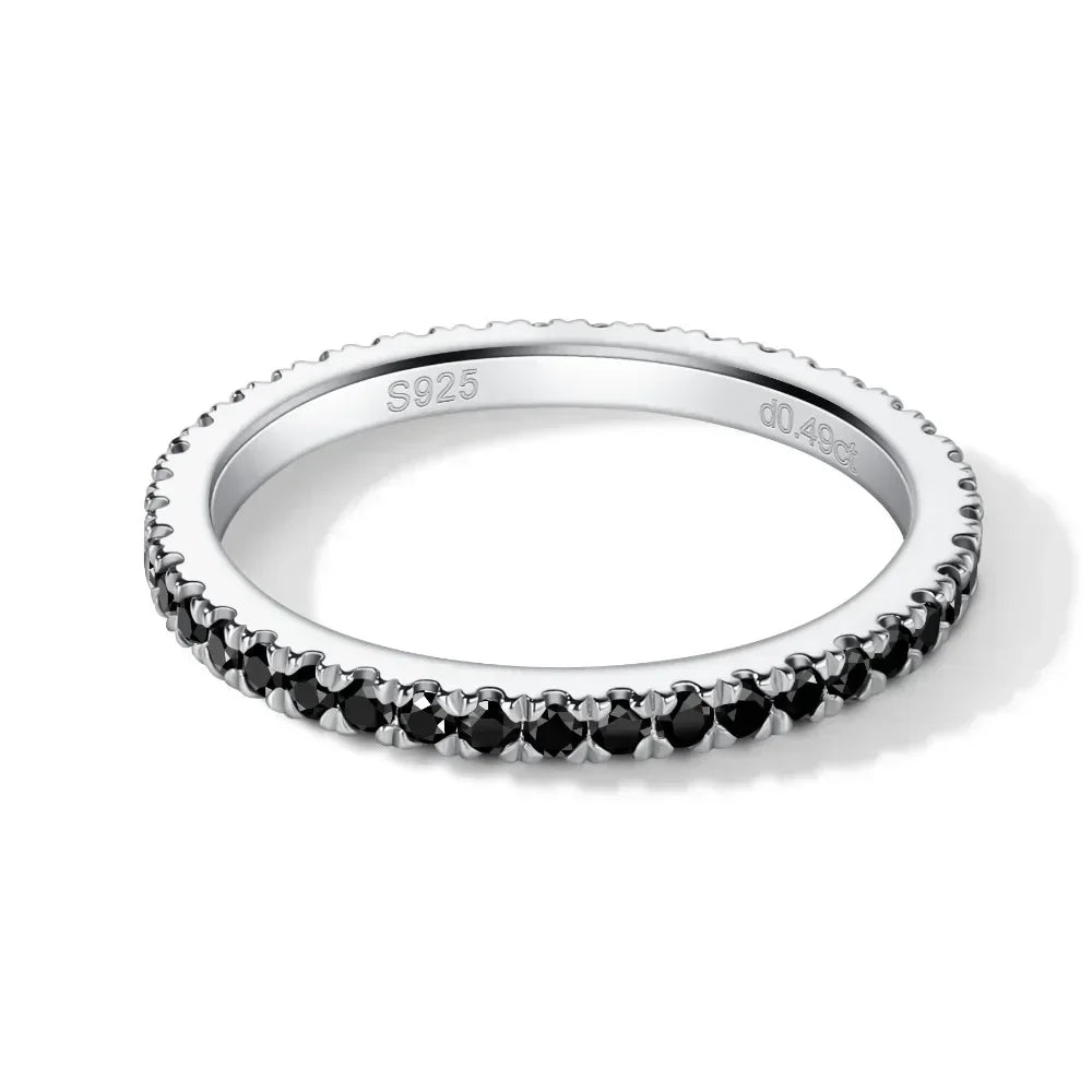 Damen Schwarzer Moissanit-Eternity-Ring