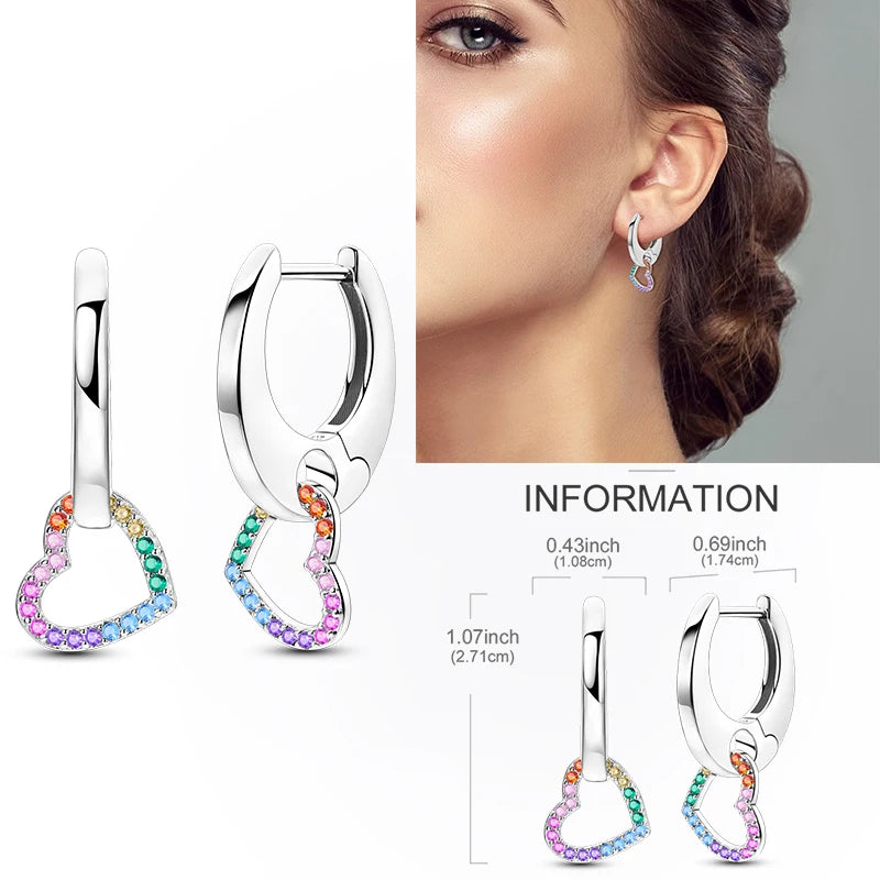 Creolen aus 925er-Sterlingsilber, Mond, Sonne, Original-Ohrring, Anhänger, Zirkon, Herzform, Stern-Ohrring, für Frauen und Mädchen, zur Herstellung von Schmuck