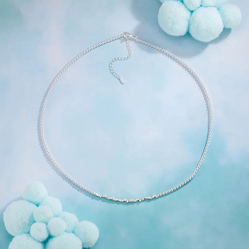 Halskette aus 925er-Sterlingsilber, schwarze Perlen, quadratisch, unregelmäßig, Punk, geometrisch, für Frauen und Mädchen, Schmuck, Geschenk, Dropshipping, Großhandel