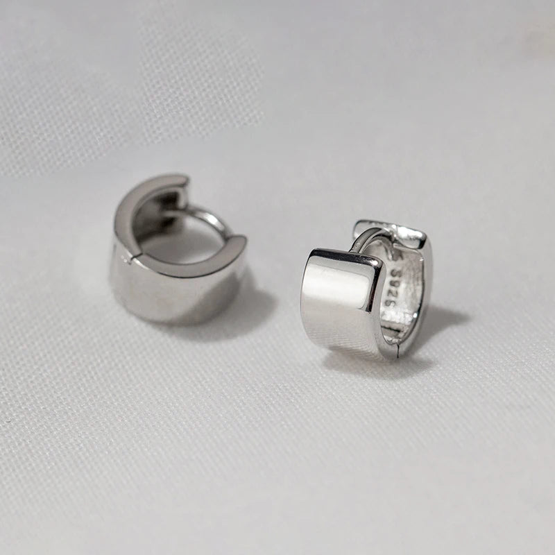 INZATT Creolen aus echtem 925er-Sterlingsilber, 5 mm breite Oberfläche, für Damen, klassischer feiner Schmuck, minimalistische Accessoires