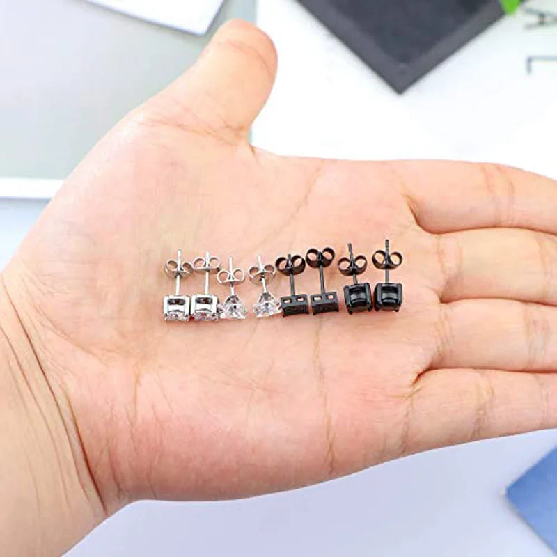 Edelstahl Zirkonia Ohrstecker für männer und Frauen