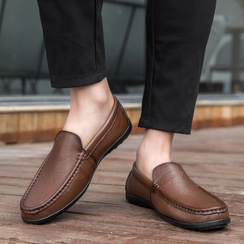 Echtes Leder Männer Schuhe Casual Luxus Marke Männer Müßiggänger Italienischen Mokassins Atmungsaktive Slip auf Männer Fahren Schuhe Chaussure Homme