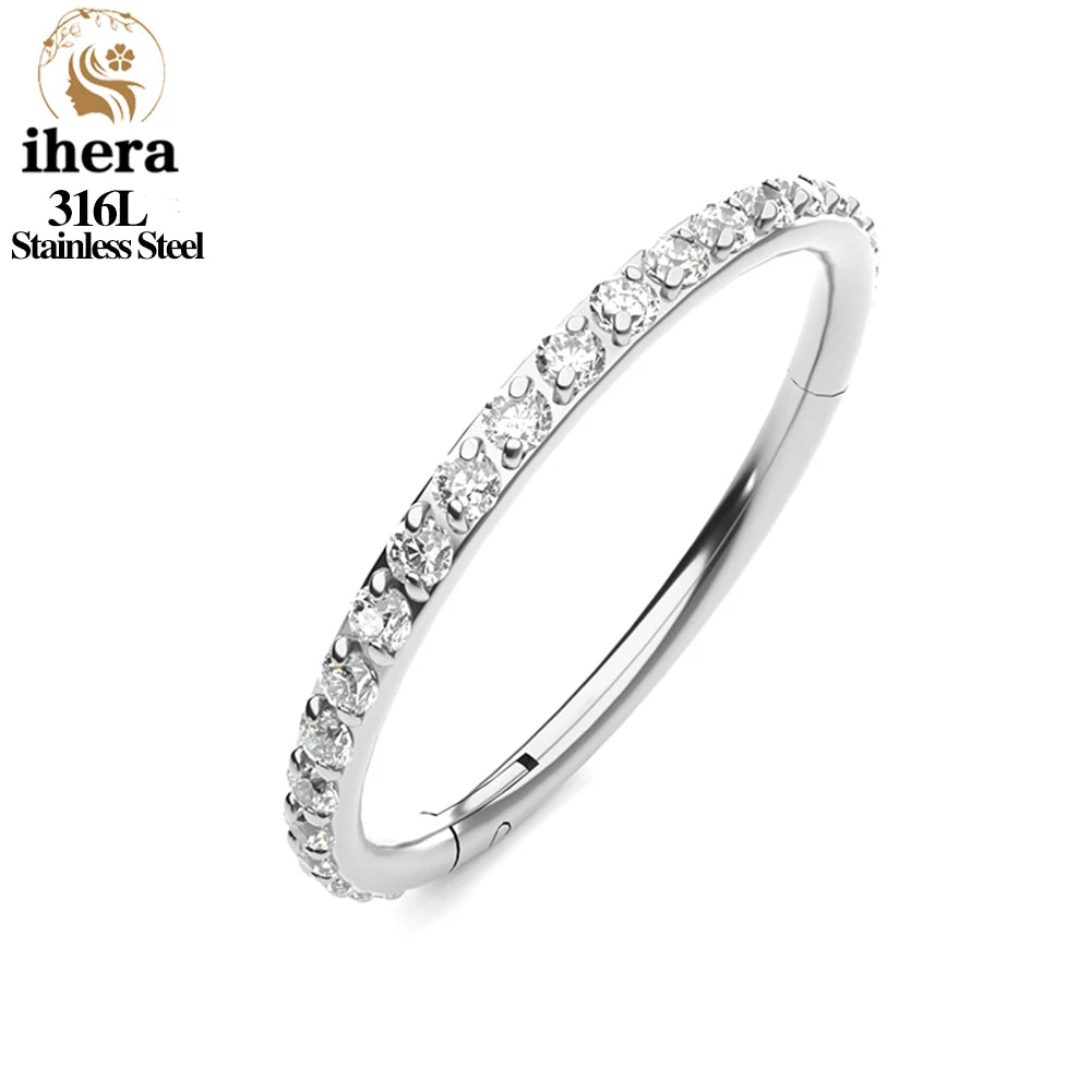 1/10/50PCS Edelstahl Zirkon Klapp Segment Nase Septum Clicker Ring Runde Ohrringe Hoops Ohr Tragus helix Piercing Schmuck