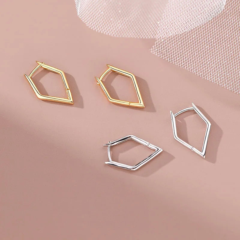 INZATT Echt 925 Sterling Silber 18 k Gold Geometrische Creolen Für Frauen Party Klassische Feine Schmuck Minimalistischen Zubehör