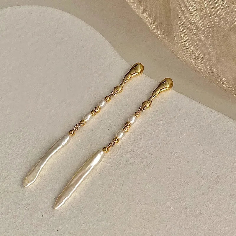 Neue Ankunft 100% Natürliche Süßwasser Perle 14K Gold Gefüllt Damen Quasten Stud Ohrringe Schmuck Für Frauen Anti Allergie