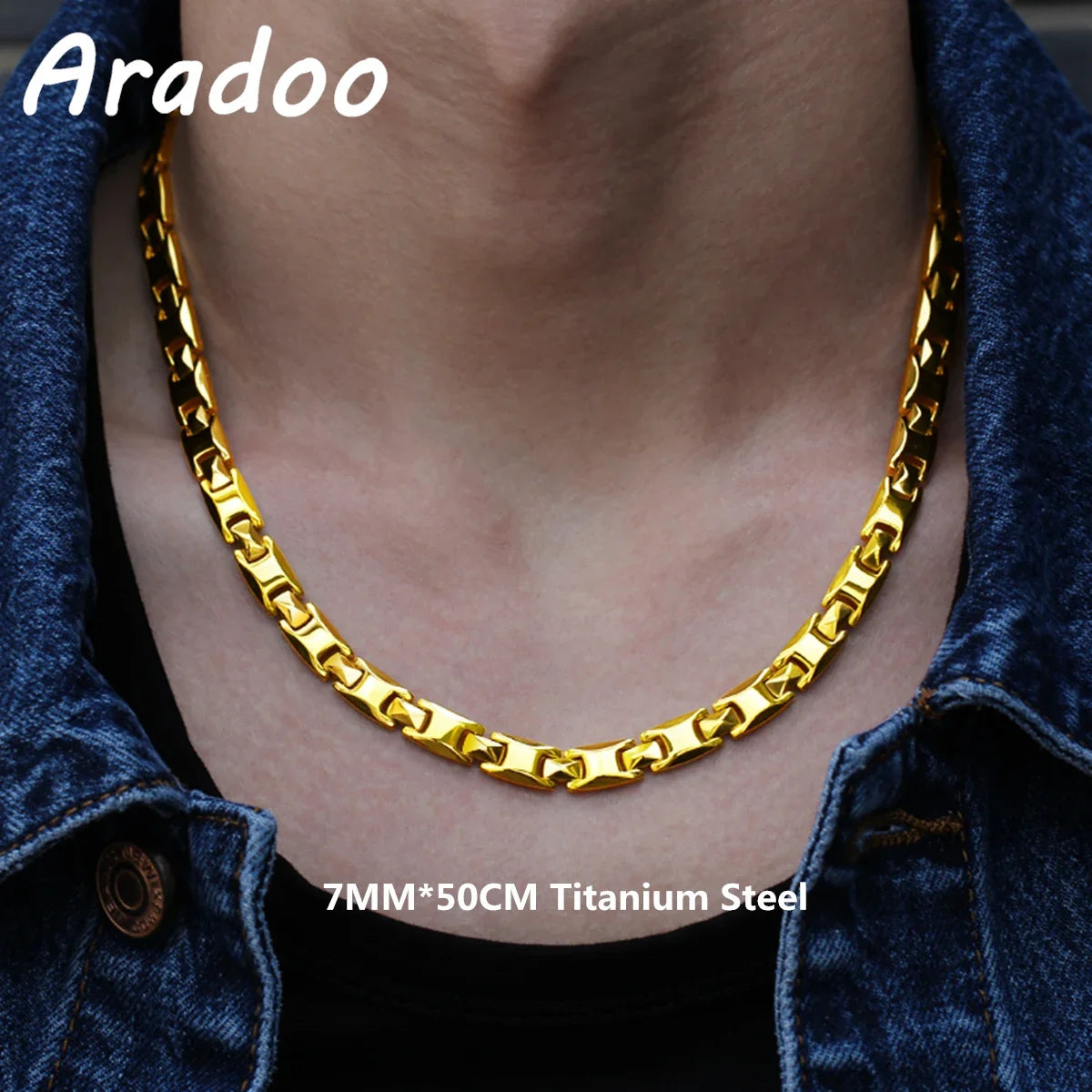 ARADOO Titan Stahl Zirkonia Magnetische Halskette Hämatit Therapie Edelstahl Halsband Halskette Kragen