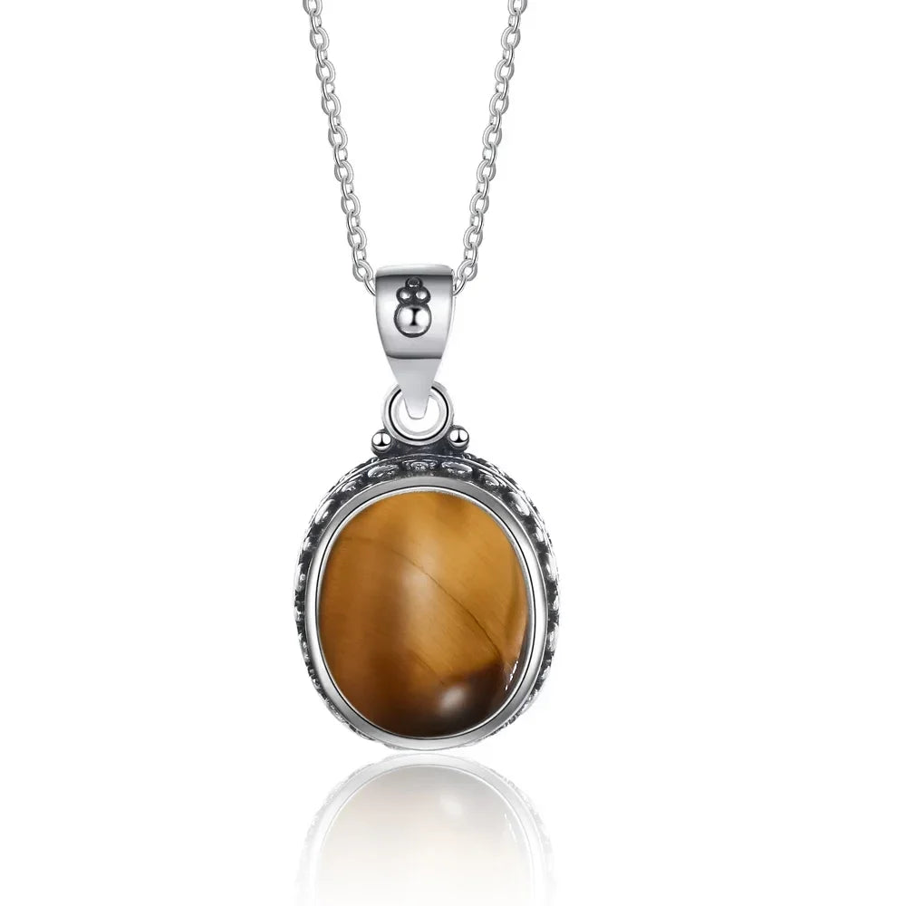 Vintage-Ohrring aus 925er-Sterlingsilber, ovaler natürlicher Kyanit-Stein, Mondstein, Labradorit, Creolen mit Halskette, Set für Frauen