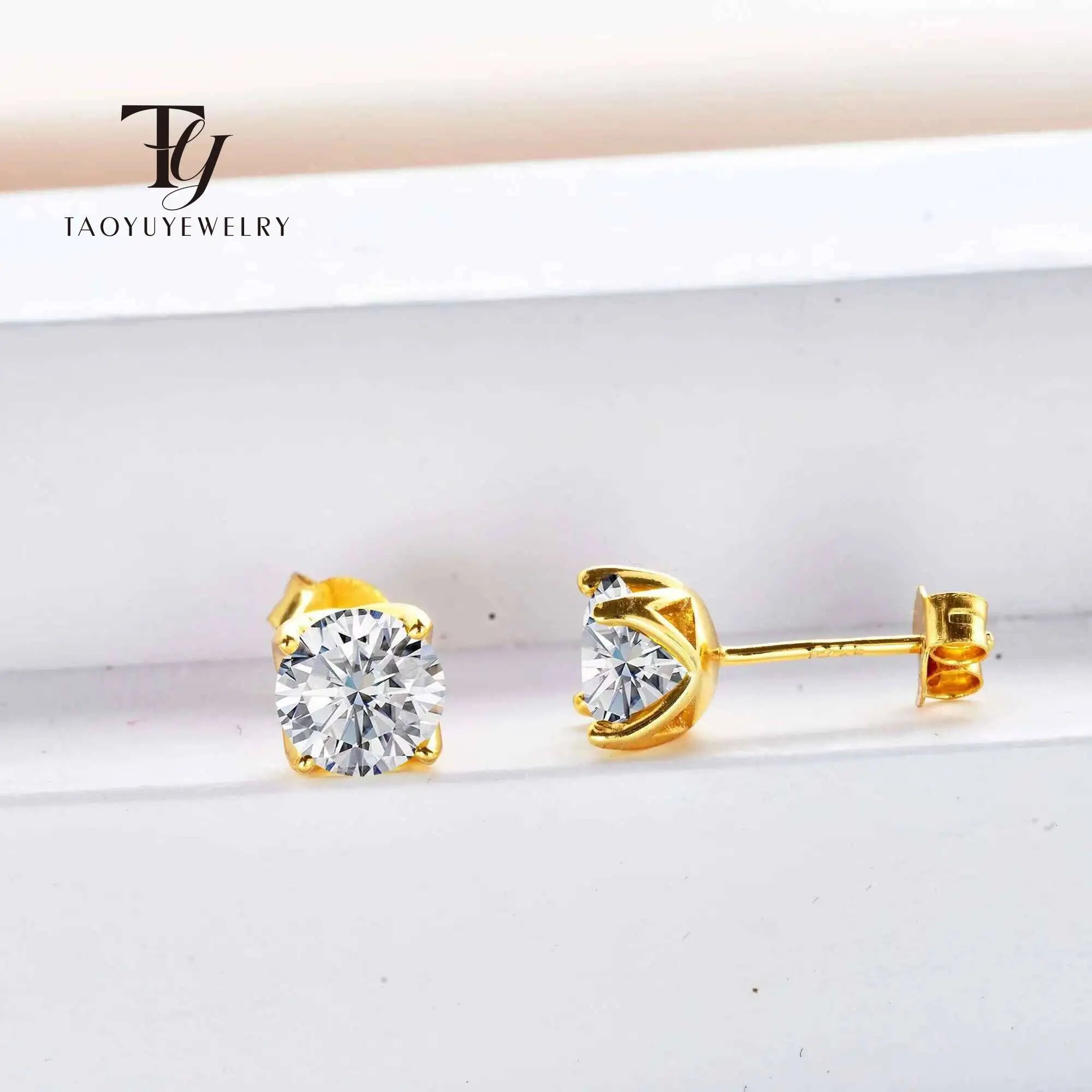 Vvs d Farbe Moissan ite Ohrring Sterling versilbert 18 Karat Gold Ohr stecker für Frauen Hochzeit mit schwarzen Karte Diamant Test