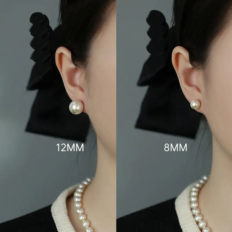 Somilia – Großhandel 8–14 mm hochwertige runde weiße Perle im japanischen Stil und Ohrstecker aus 925er Sterlingsilber für Damen. Ein Paar