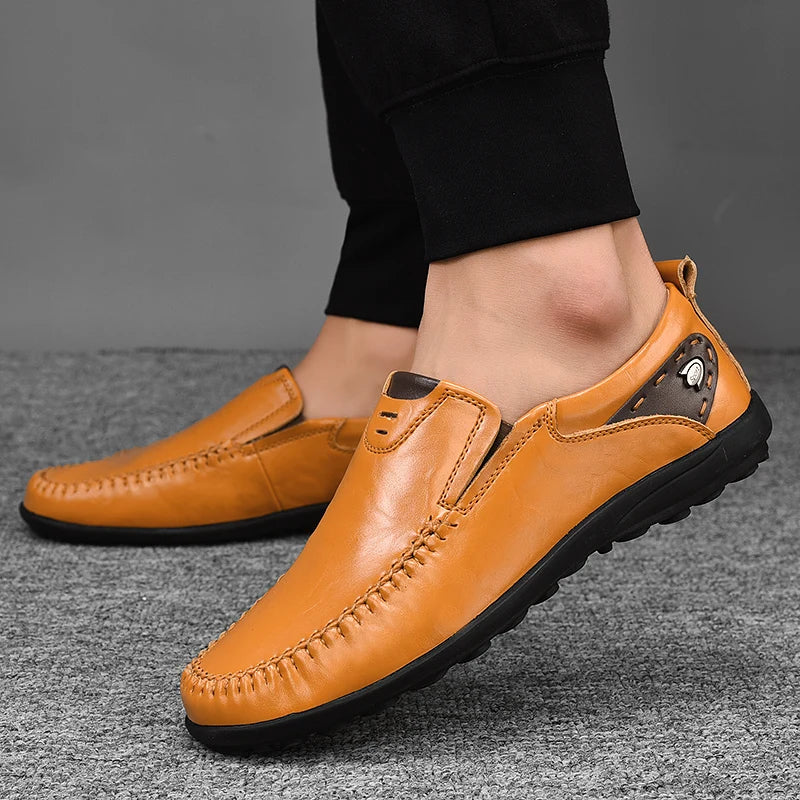 Handgefertigte Schuhe aus echtem Leder, Freizeitschuhe für Herren, flache Plateau-Wanderschuhe, Outdoor-Schuhe, Slipper, atmungsaktive Turnschuhe