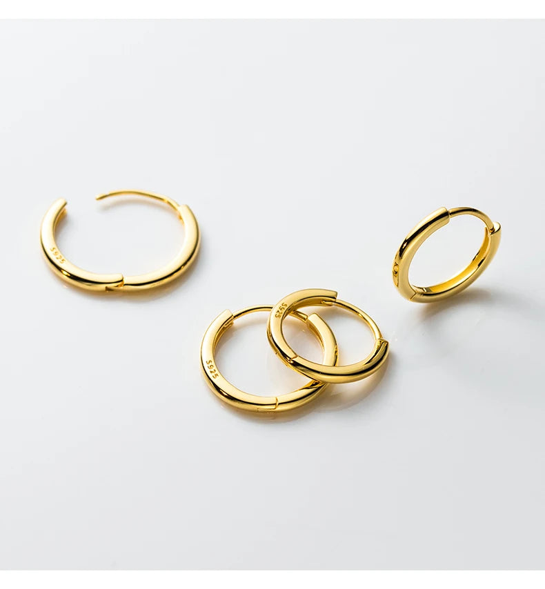 MODIAN 925 Sterling Silber Einfache Kreis-Ohrschnalle 14 mm - 18 mm platinierte hypoallergene Creolen für Damenschmuck