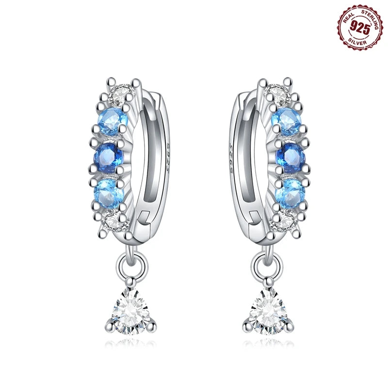 925er-Sterlingsilber, ein Paar farbige Herz-Ohrringe, passend für Original-Charms, Creolen für Frauen und Mädchen, Ohrstecker, edler Schmuck