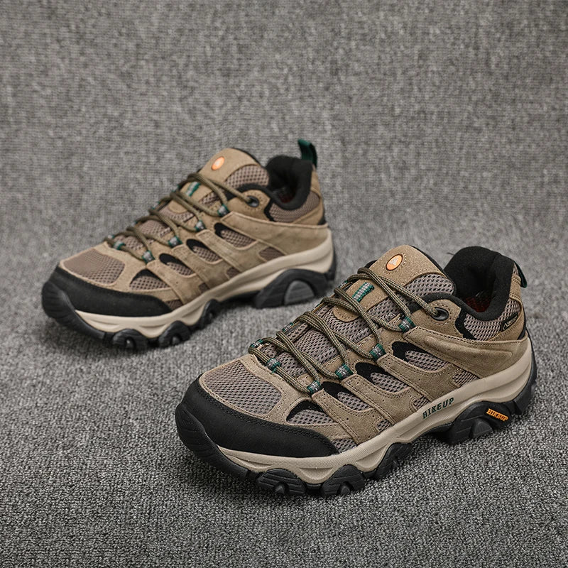 HIKEUP Turnschuhe für Männer Wanderschuhe Leder Trekking Stiefel Frauen Camping Jagd Herren Berg Taktische Stiefeletten Laufen Sneaker