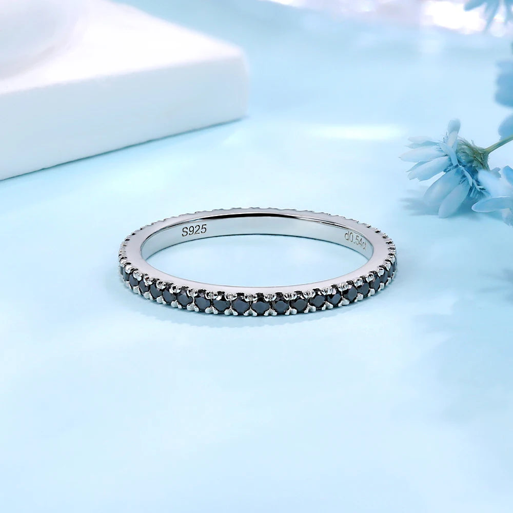 Damen Schwarzer Moissanit-Eternity-Ring