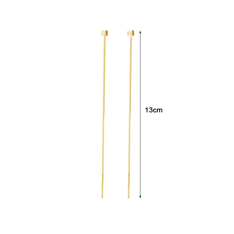 INZATT Echt 925 Sterling Silber Perle Quadrat Lange Kette Quaste Drop Ohrringe Für Frauen Klassischen Feinen Schmuck Geometrische Zubehör