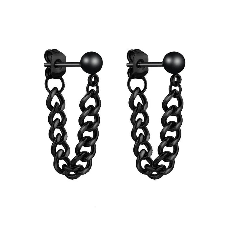 Hip-Hop Edelstahl Ohrstecker-Set – Schwarz – Unisex