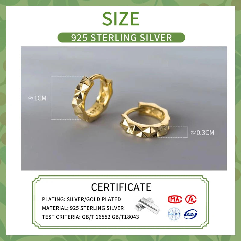 INZATT INS Heißer Echt 925 Sterling Silber Geometrische Hoop Ohrringe Für Mode Frauen Punk Edlen Schmuck 18 karat Gold zubehör