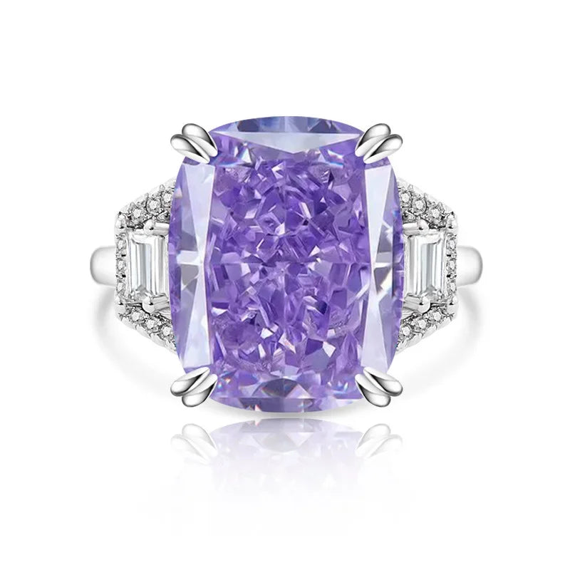 925 Sterling Silber Quadratischer Eisblumen-Zirkonring