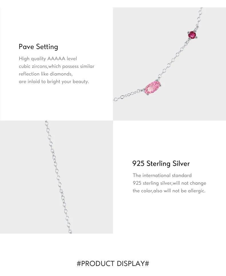 MODIAN Halskette mit Anhänger aus 925er-Sterlingsilber, Regenbogenfarben, bunt, mit Zirkonia, glänzend, geometrisch, für Damen, Party, Schmuck, Geschenk