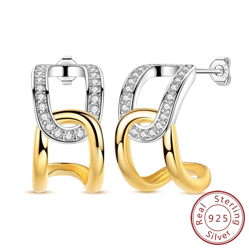 Neue Creolen aus 925er-Sterlingsilber, Gold, Gold, funkelnde Sonne, Mond, Stern, Ohrringe, Ohrstecker, Tropfen für Frauen, Mädchen, Party, edler Schmuck, Geschenk