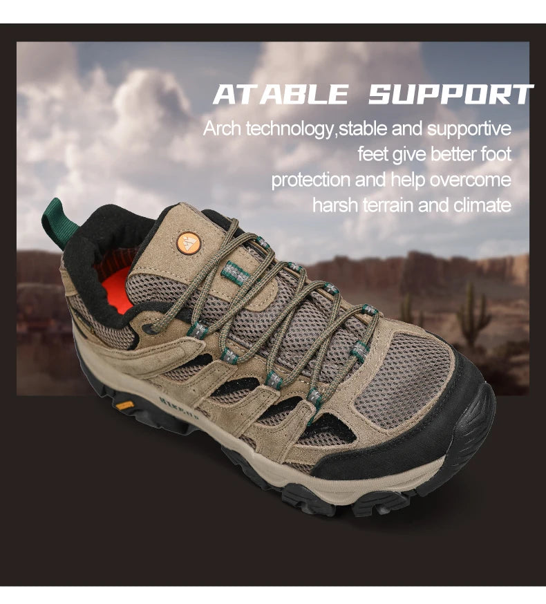 HIKEUP Turnschuhe für Männer Wanderschuhe Leder Trekking Stiefel Frauen Camping Jagd Herren Berg Taktische Stiefeletten Laufen Sneaker