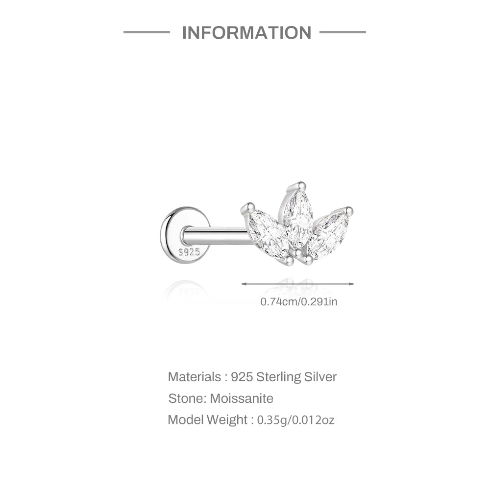 Aide Moissanit-Diamant-Ohrstecker für Damen, originales 925er-Sterlingsilber, Schraubverschluss, Damen-Moissanit-Ohrring mit flacher Rückseite, Juwel