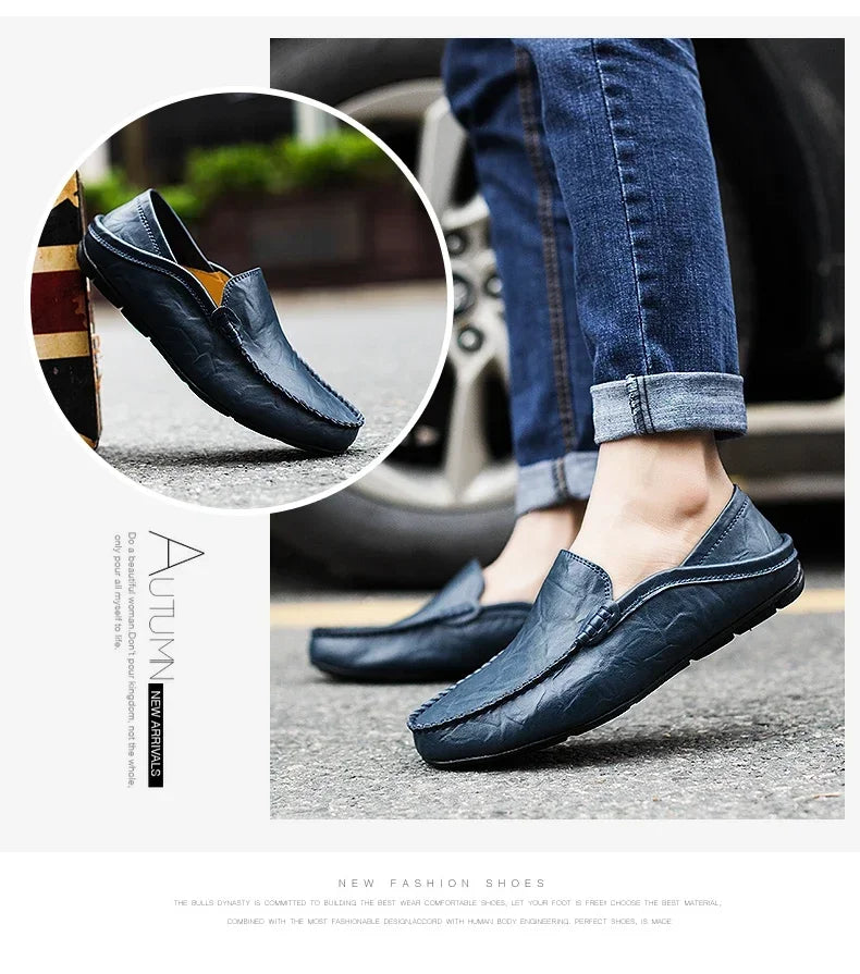Männer Schuhe Casual Echtes Leder Herren Loafer Mokassins Designer Slip auf Boot Schuhe Hohe Qualität Chaussure Homme Plus Größe 37-47