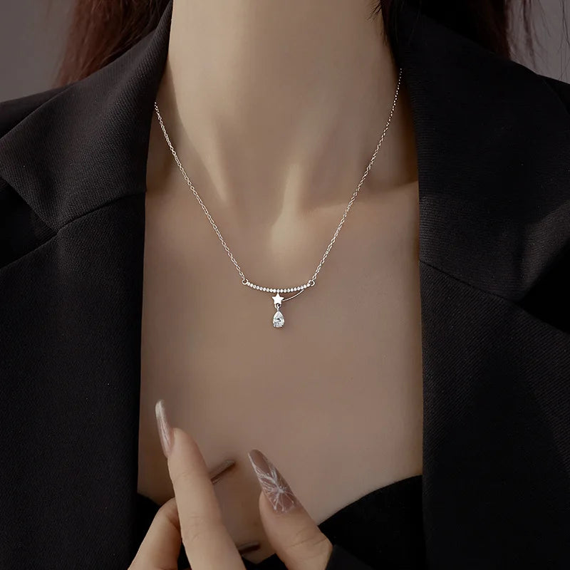 Halskette aus 925er-Sterlingsilber, schwarze Perlen, quadratisch, unregelmäßig, Punk, geometrisch, für Frauen und Mädchen, Schmuck, Geschenk, Dropshipping, Großhandel