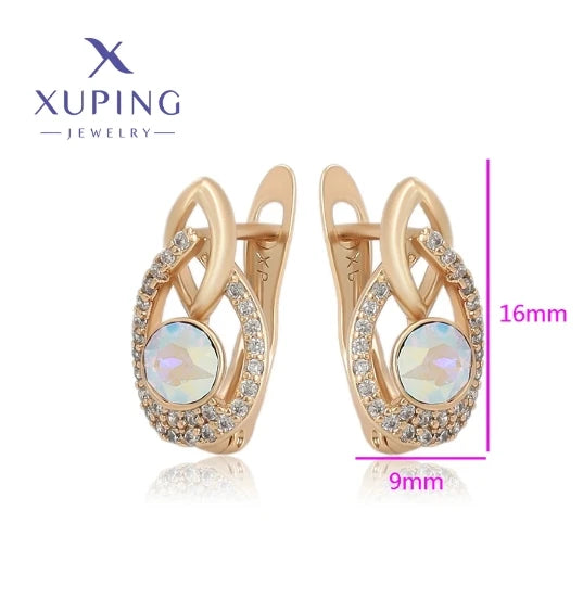 Xuping Jewelry Store Neuankömmling Kupferlegierung Charm vergoldet schöne Kristallohrringe für Frauen Mädchen Schmuck Geburtstagsfeier