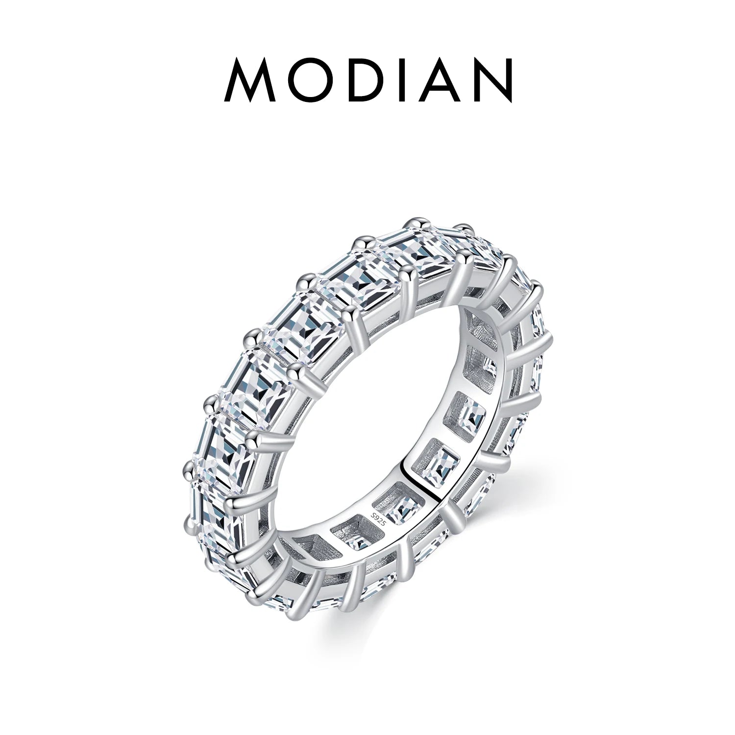 925er Sterling Silber Smaragd-Zirkon Ring Damen