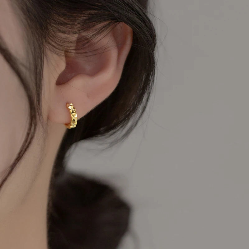 INZATT INS Heißer Echt 925 Sterling Silber Geometrische Hoop Ohrringe Für Mode Frauen Punk Edlen Schmuck 18 karat Gold zubehör