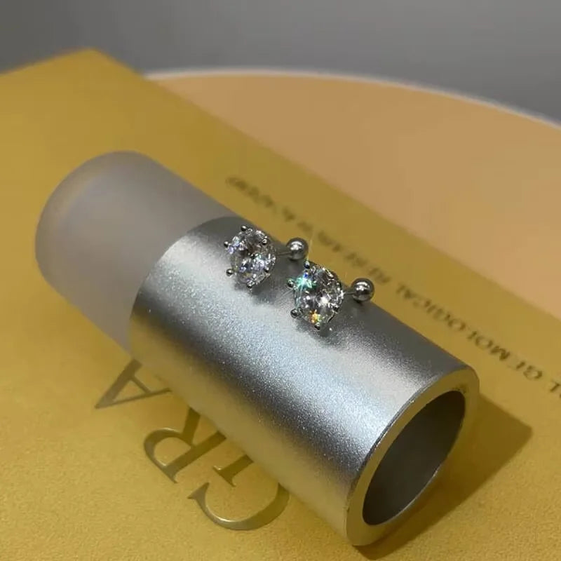 TY 0,3-2CT Moissanit-Ohrringe, 925er-Sterlingsilber, runder Schliff, Ohrstecker, Piercing-Ohrringe für Männer und Frauen, edler Schmuck