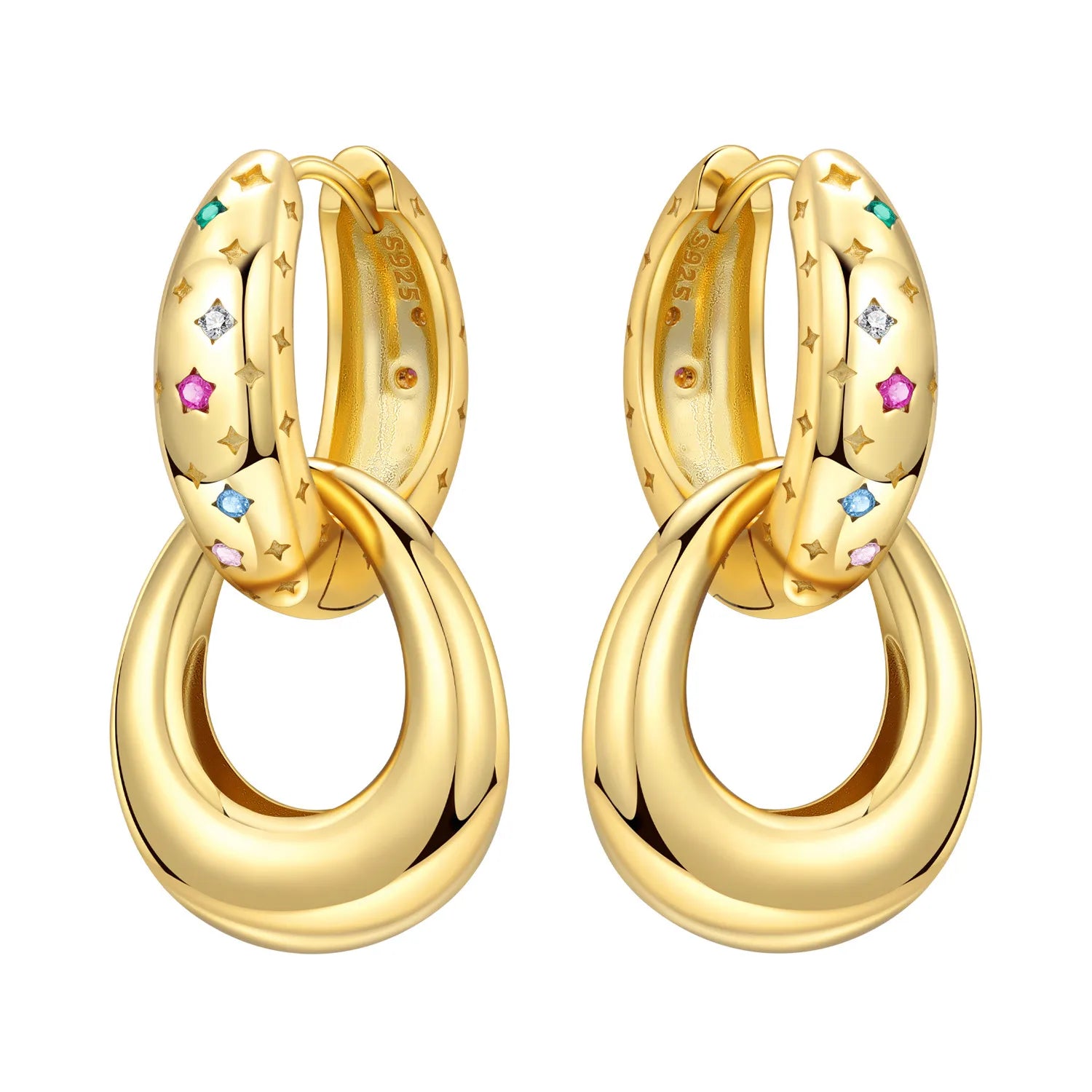 Ohrringe aus 925er-Sterlingsilber, geheimnisvoller Stern, Mond, Schmuck, vielseitige Creolen für Frauen, Schmuck, Geburtstagsfeier, feine Geschenke