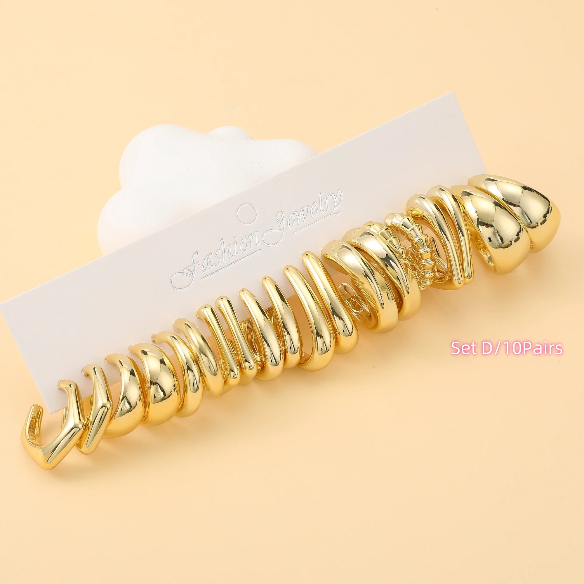 6 PAARE – 36 PAARE Trendiges goldenes C-förmiges Wassertropfen-Ohrring-Set mit Gewinde, mit innovativem Design, tägliche Bedürfnisse für Frauen