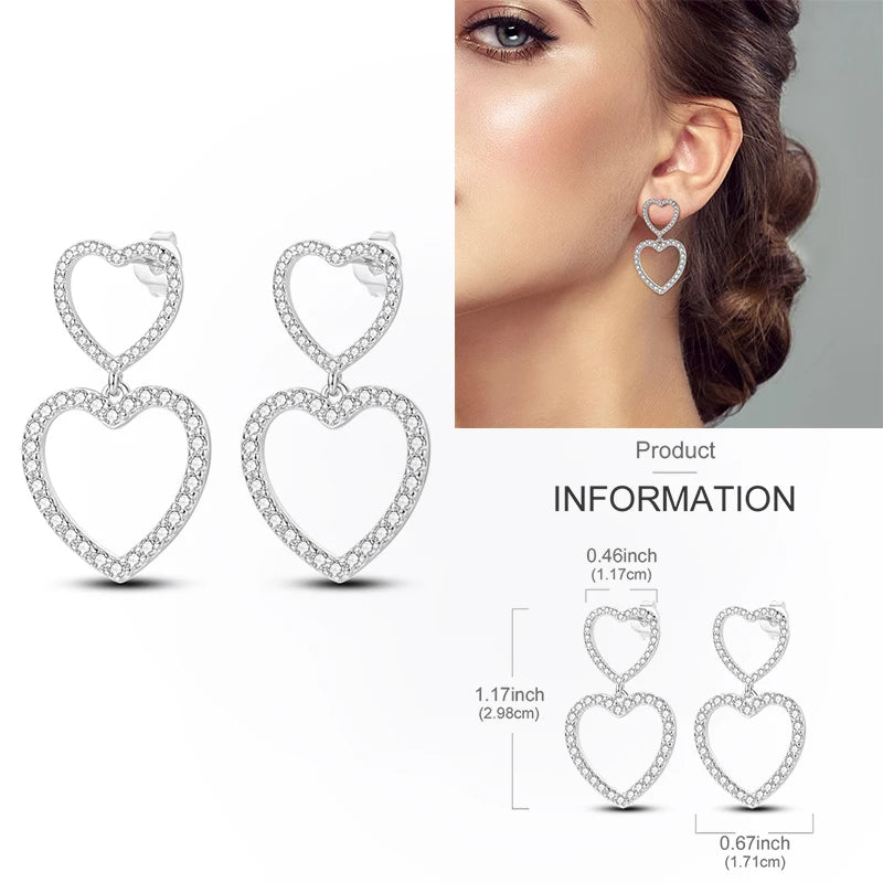 Creolen aus 925er-Sterlingsilber, Mond, Sonne, Original-Ohrring, Anhänger, Zirkon, Herzform, Stern-Ohrring, für Frauen und Mädchen, zur Herstellung von Schmuck